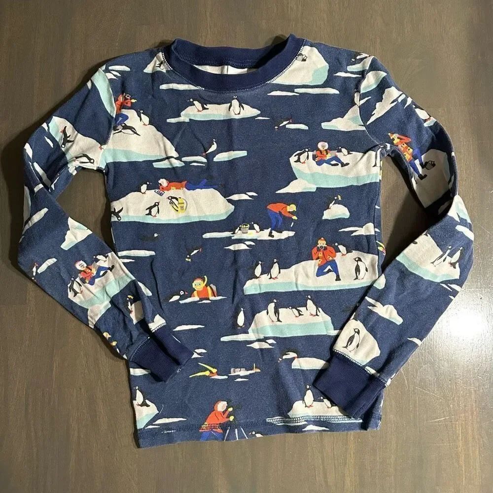 Mini Boden size 10 Year Winter Scene Long John Pajama TOP ONLY